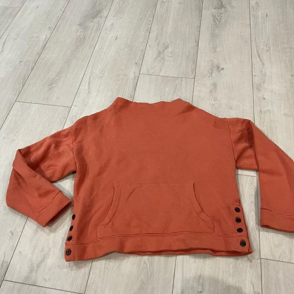 Madewell MWL Betterterry Mockneck Side-Button Sweatshirt Terracotta Size MEDIUM - Picture 1 of 7